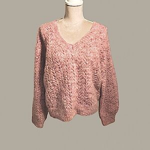 Vintage hand knit lavender/pink angora wool one of a kind!